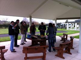 Hanui Farm's Shannon Taylor talking to the group